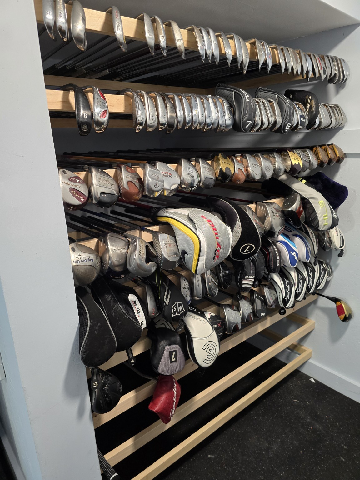 Golf club and headcover collection at the real private Golf Shack